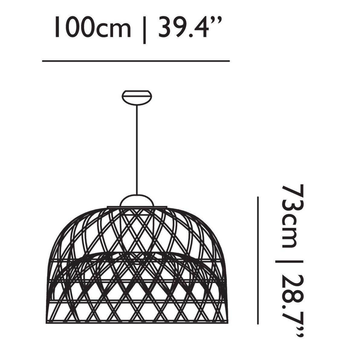 Emperor Suspension Light - line drawing.