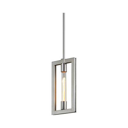 Enigma Mini Pendant Light in Silver Leaf with Stainless Accents.