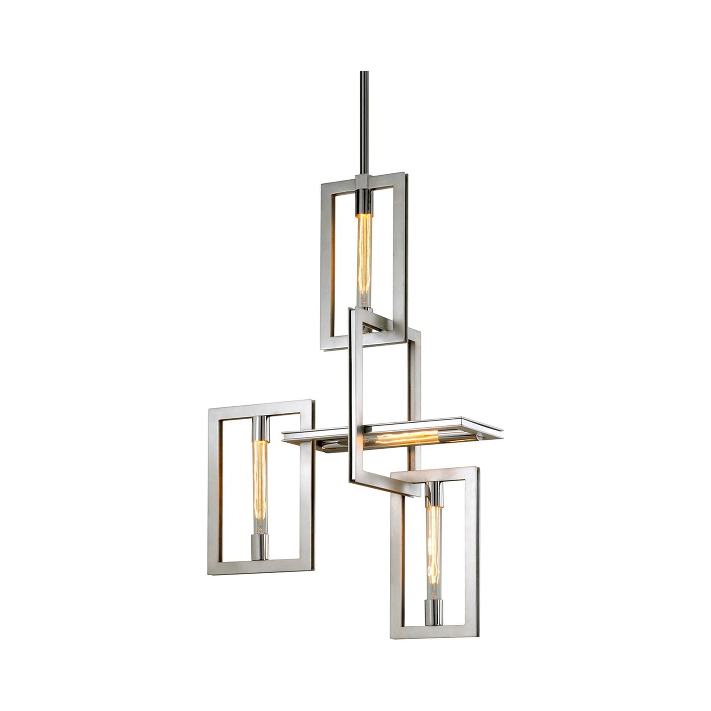 Enigma Pendant Light in Silver Leaf with Stainless Accents (4-Light).