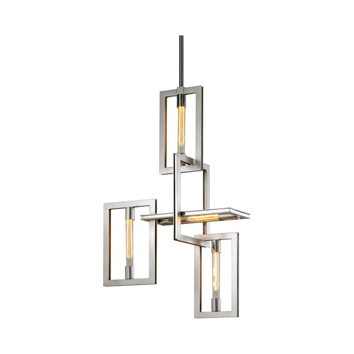 Enigma Pendant Light in Silver Leaf with Stainless Accents (4-Light).