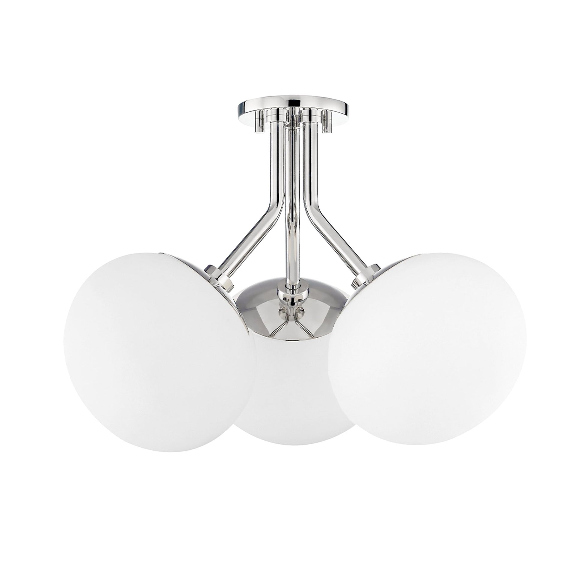 Estee 3-Light Semi-Flush Mount Ceiling Light in Polished Nickel.
