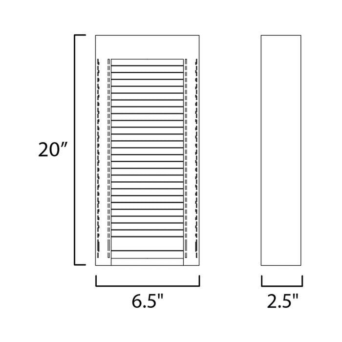 Alcove Outdoor LED Wall Light - line drawing.