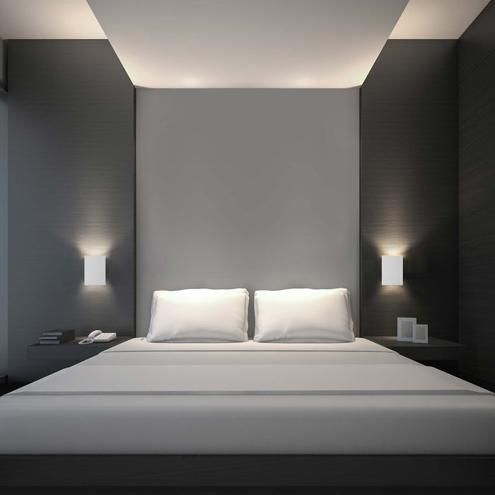 Alumilux Tilt Outdoor LED Wall Light in bedroom.