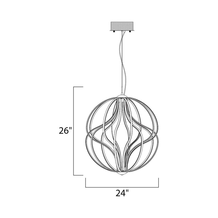 Aura Pendant LED Light - line drawing.