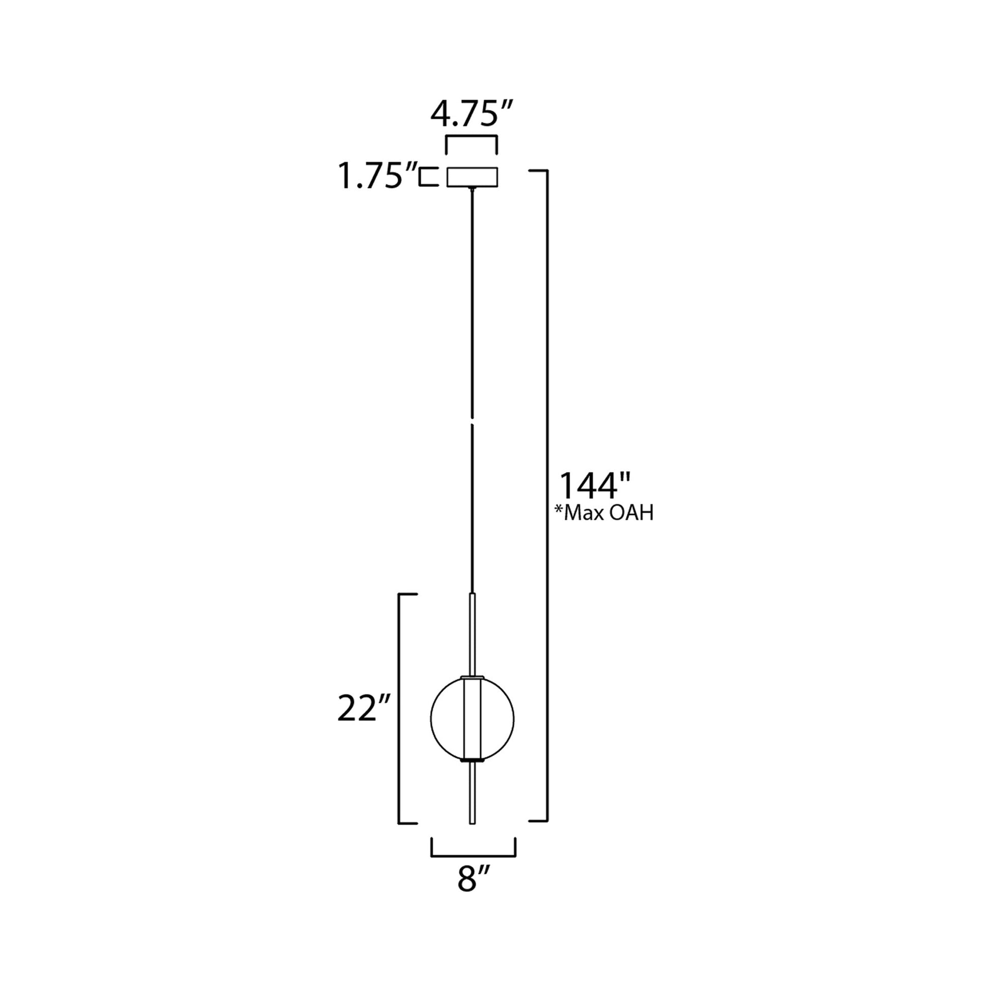 Axle LED Pendant Light - line drawing.