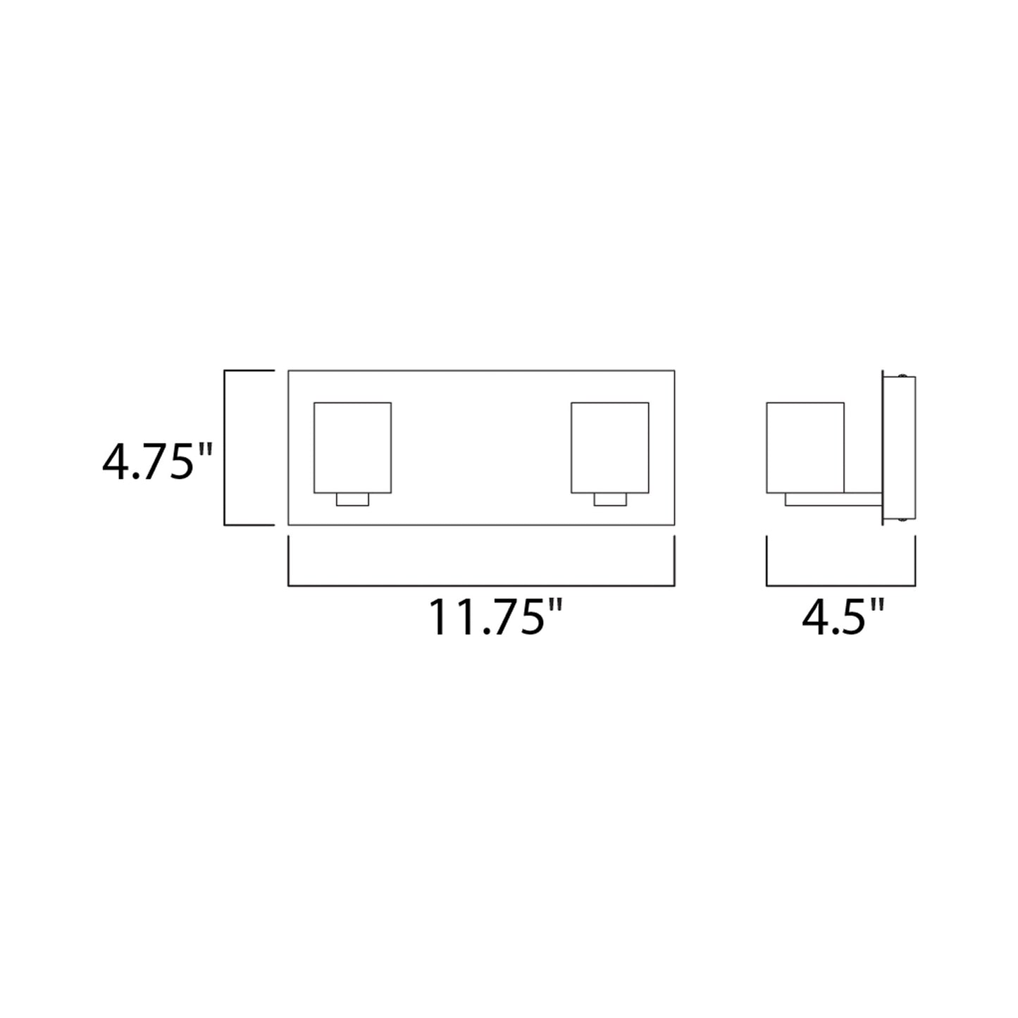 Blocs LED Vanity Wall Light - line drawing.