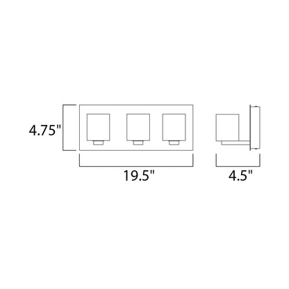 Blocs LED Vanity Wall Light - line drawing.