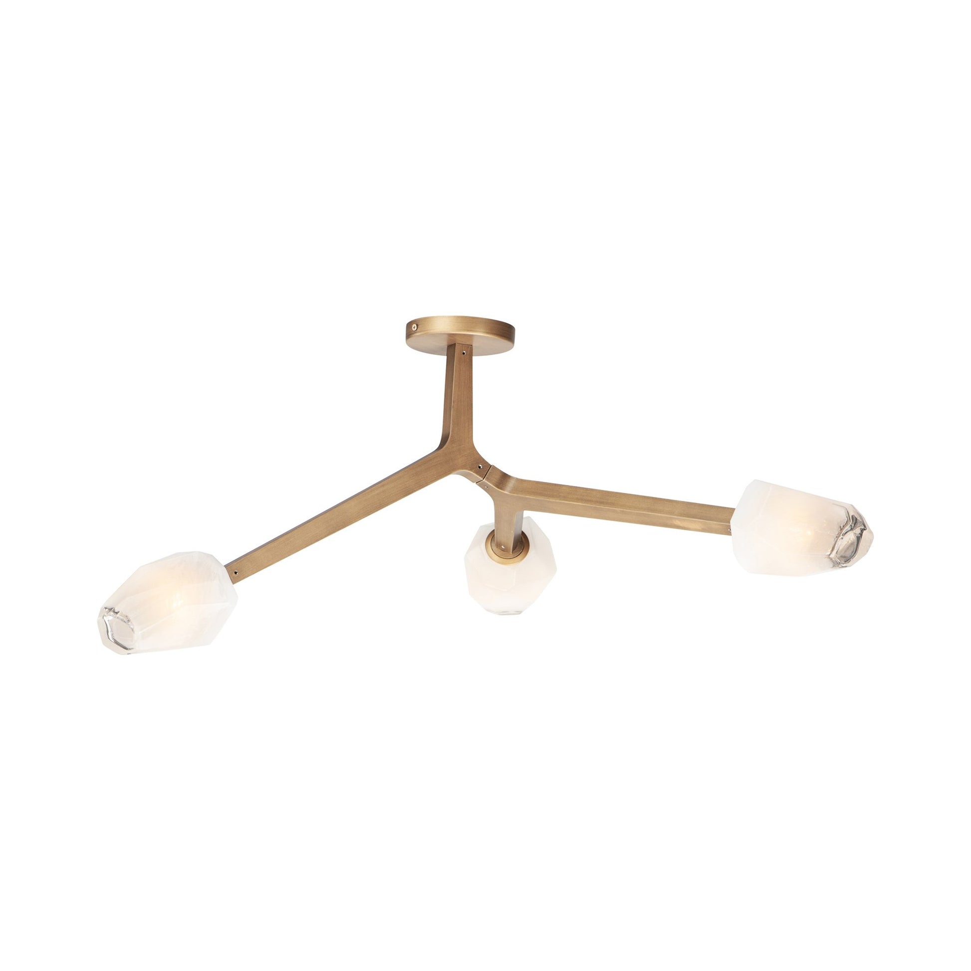 Blossom Flush Mount Ceiling Light in Natural Aged Brass.