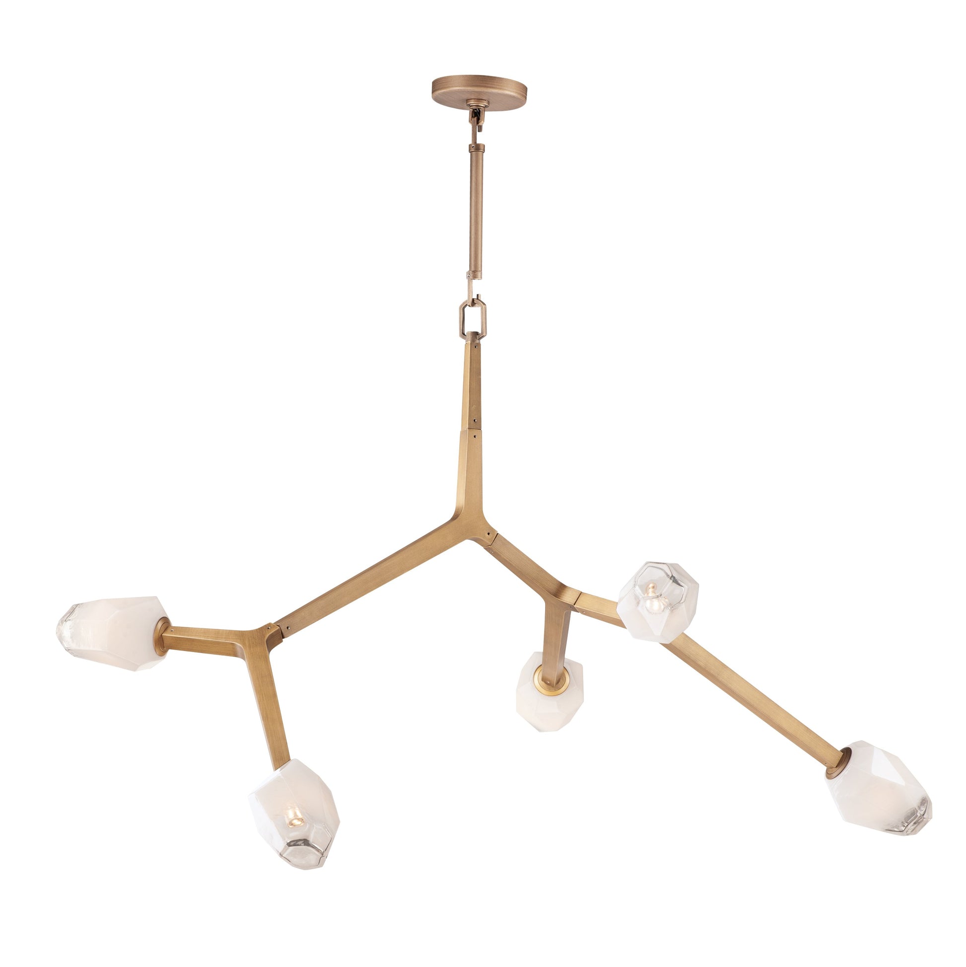 Blossom Linear Pendant Light in Natural Aged Brass (5-Light).