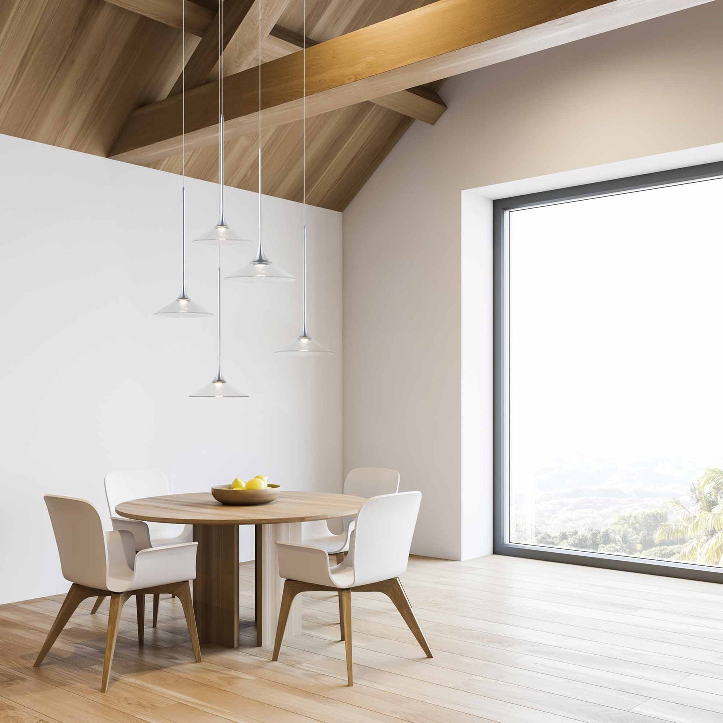 Cono LED Multi-Light Pendant Light in dining room.