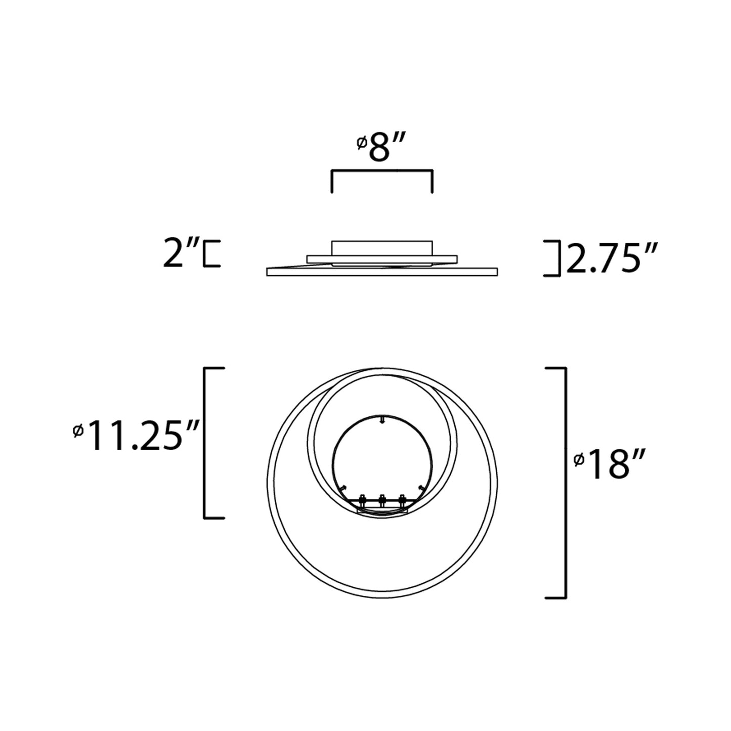 Cycle LED Flush Mount Ceiling Light - line drawing.