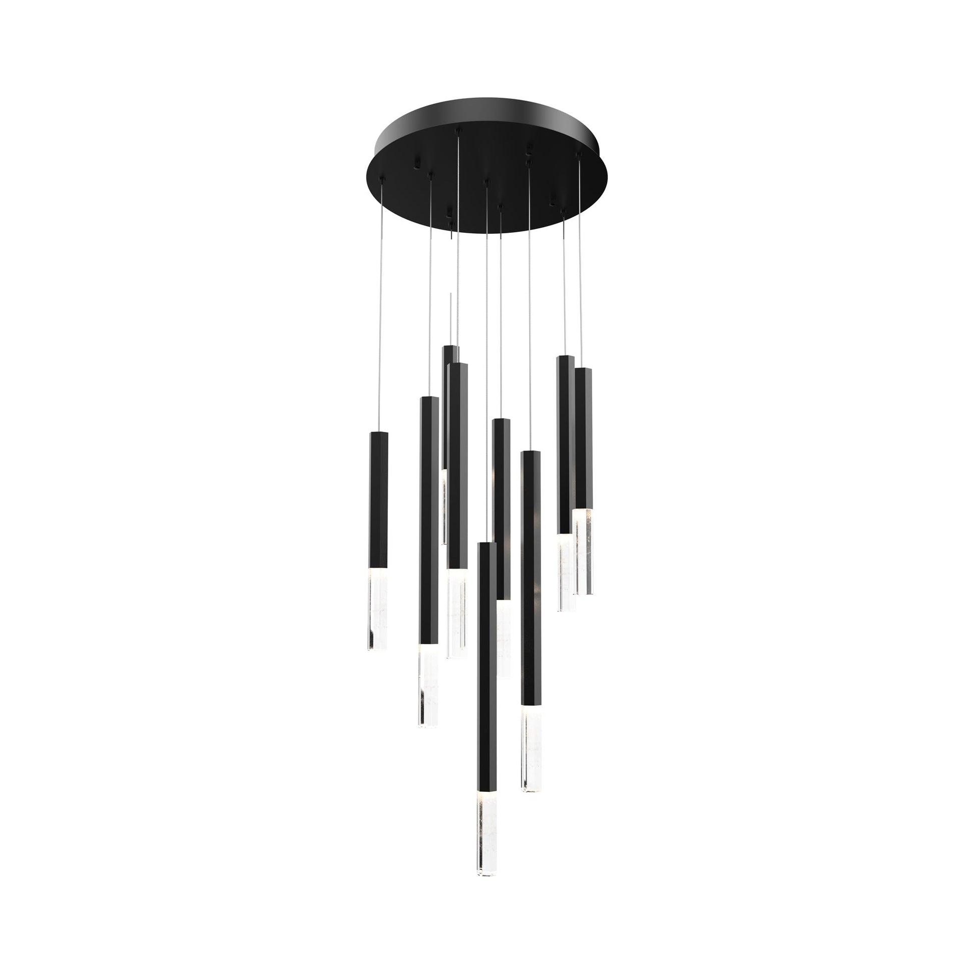 Diaphane LED Multi Light Pendant Light in Black (9-Light).