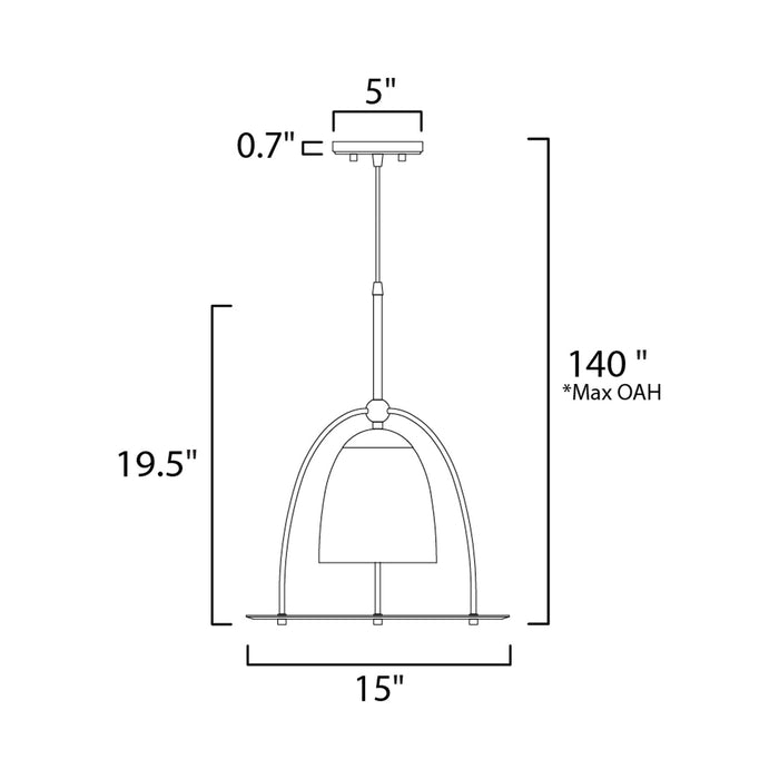 Focal Point LED Pendant Light - line drawing.