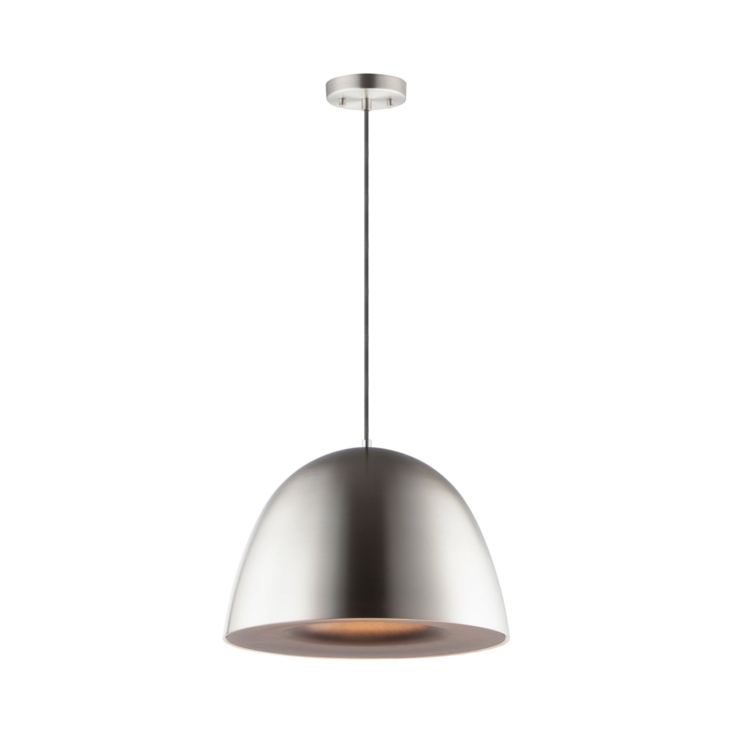 Fungo LED Pendant Light in Large/Satin Nickel/Black.