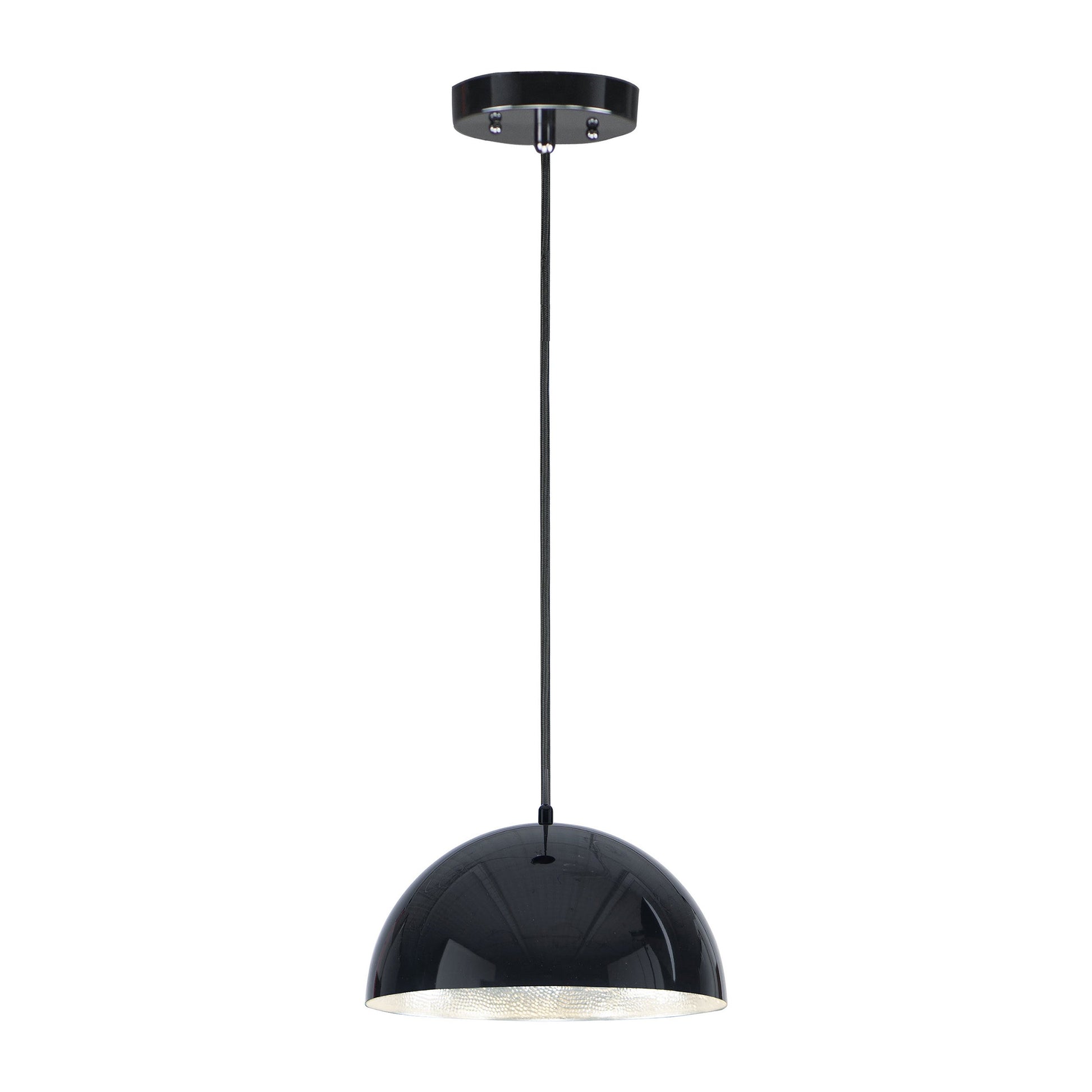 Hemisphere LED Pendant Light in Gloss Black (Medium).