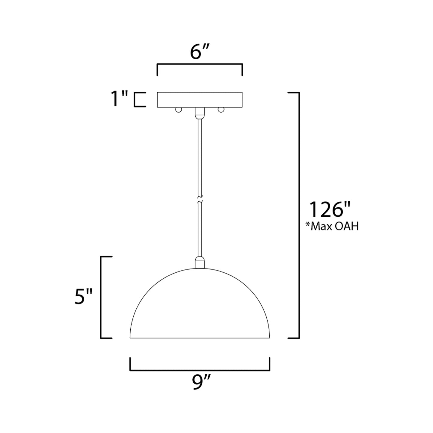 Hemisphere LED Pendant Light - line drawing.