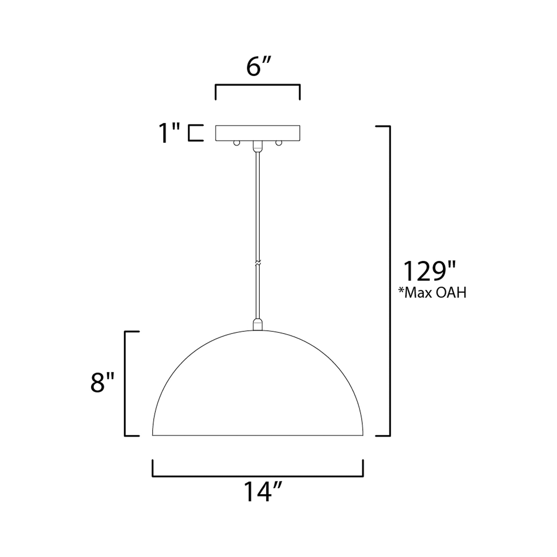 Hemisphere LED Pendant Light - line drawing.