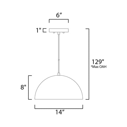 Hemisphere LED Pendant Light - line drawing.