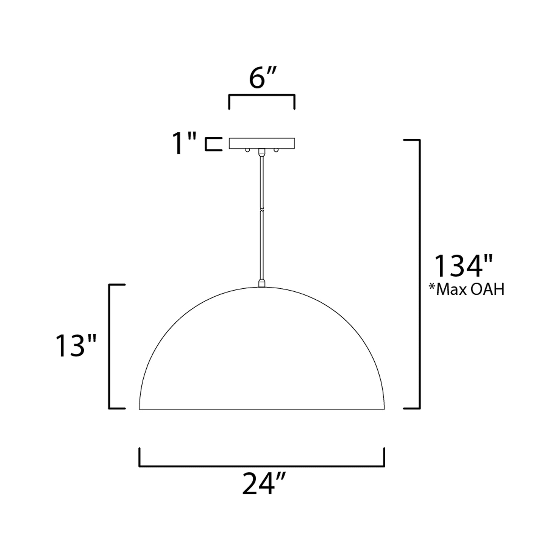 Hemisphere LED Pendant Light - line drawing.