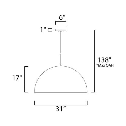 Hemisphere LED Pendant Light - line drawing.