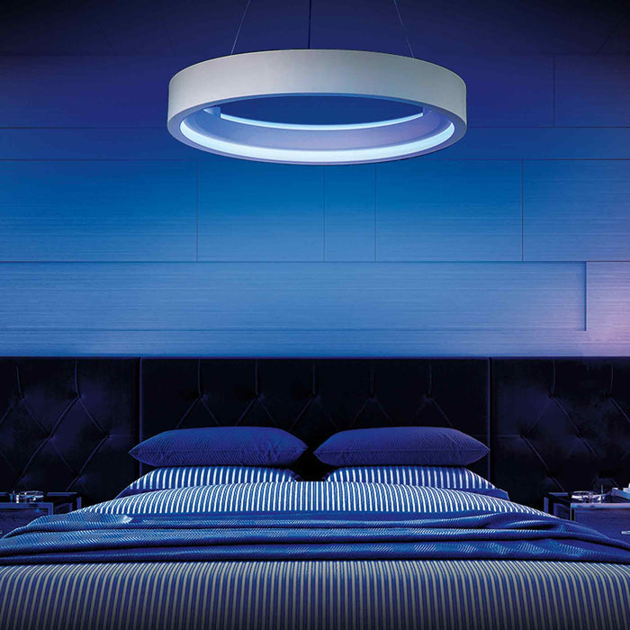 iCorona LED Smart Pendant Light in bedroom.