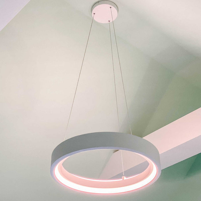 iCorona LED Smart Pendant Light in living room.