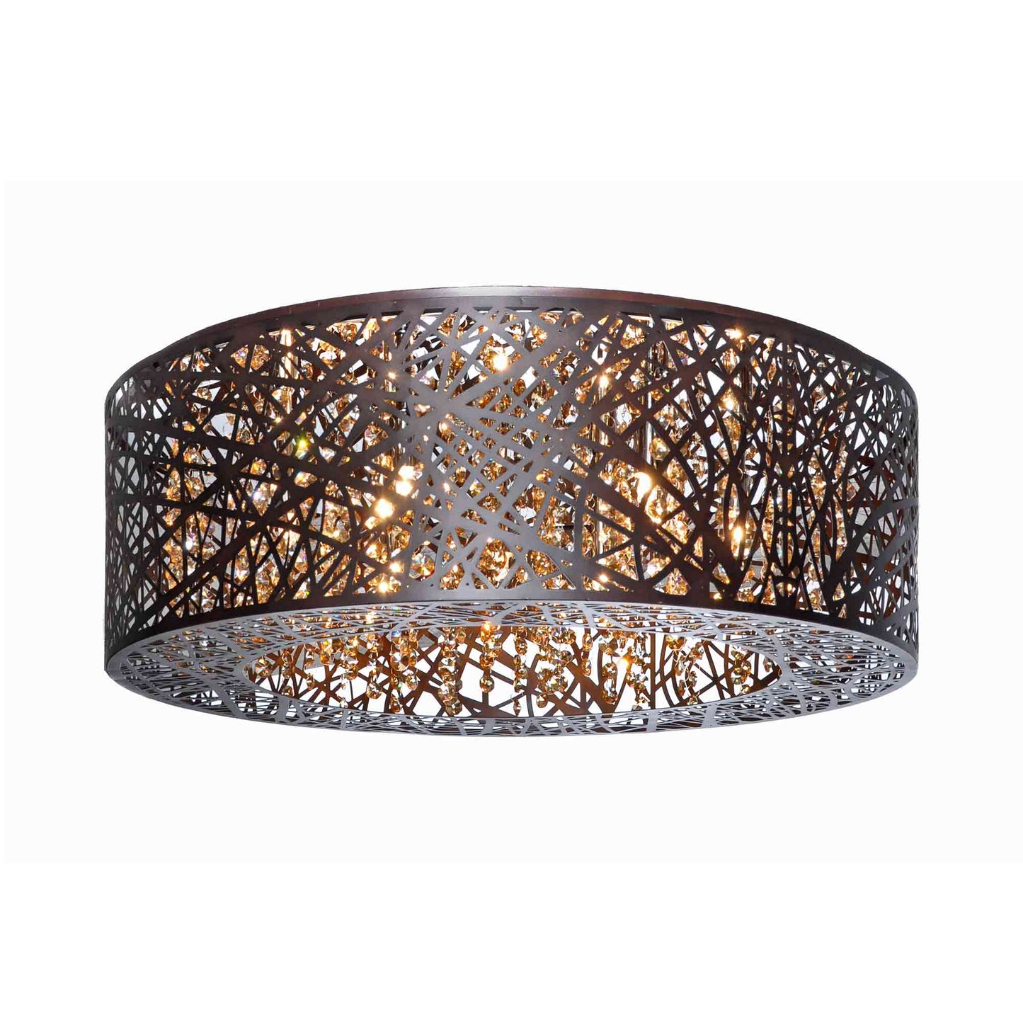 Inca Flush Mount Ceiling Light in Bronze (9-Light).