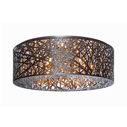 Inca Flush Mount Ceiling Light in Bronze (9-Light).