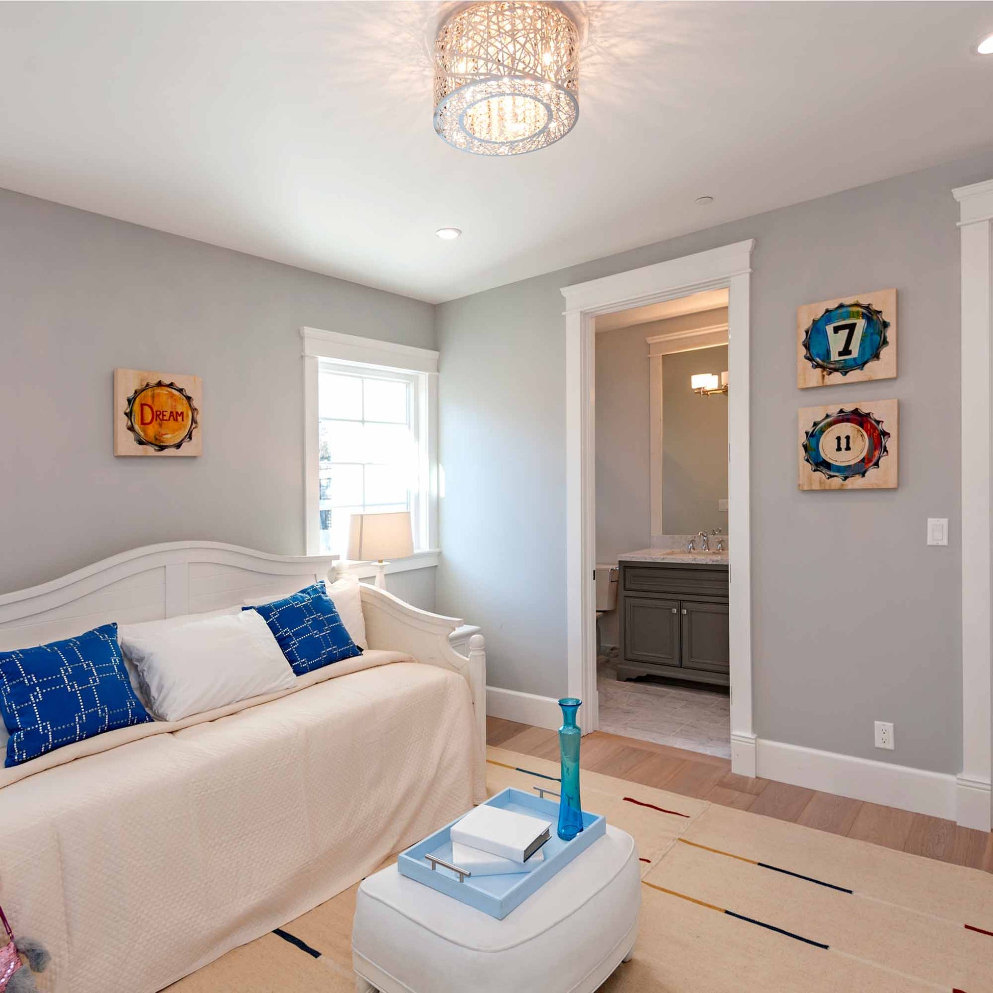 Inca Flush Mount Ceiling Light in bedroom.