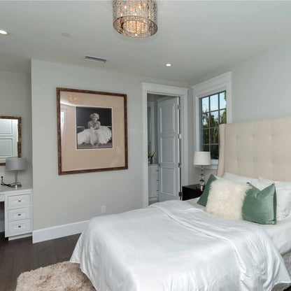 Inca Flush Mount Ceiling Light in bedroom.