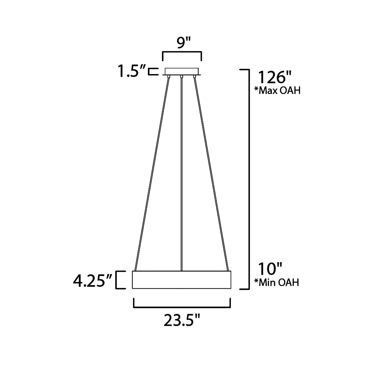 IQ WIZ LED SMART Pendant Light - line drawing.