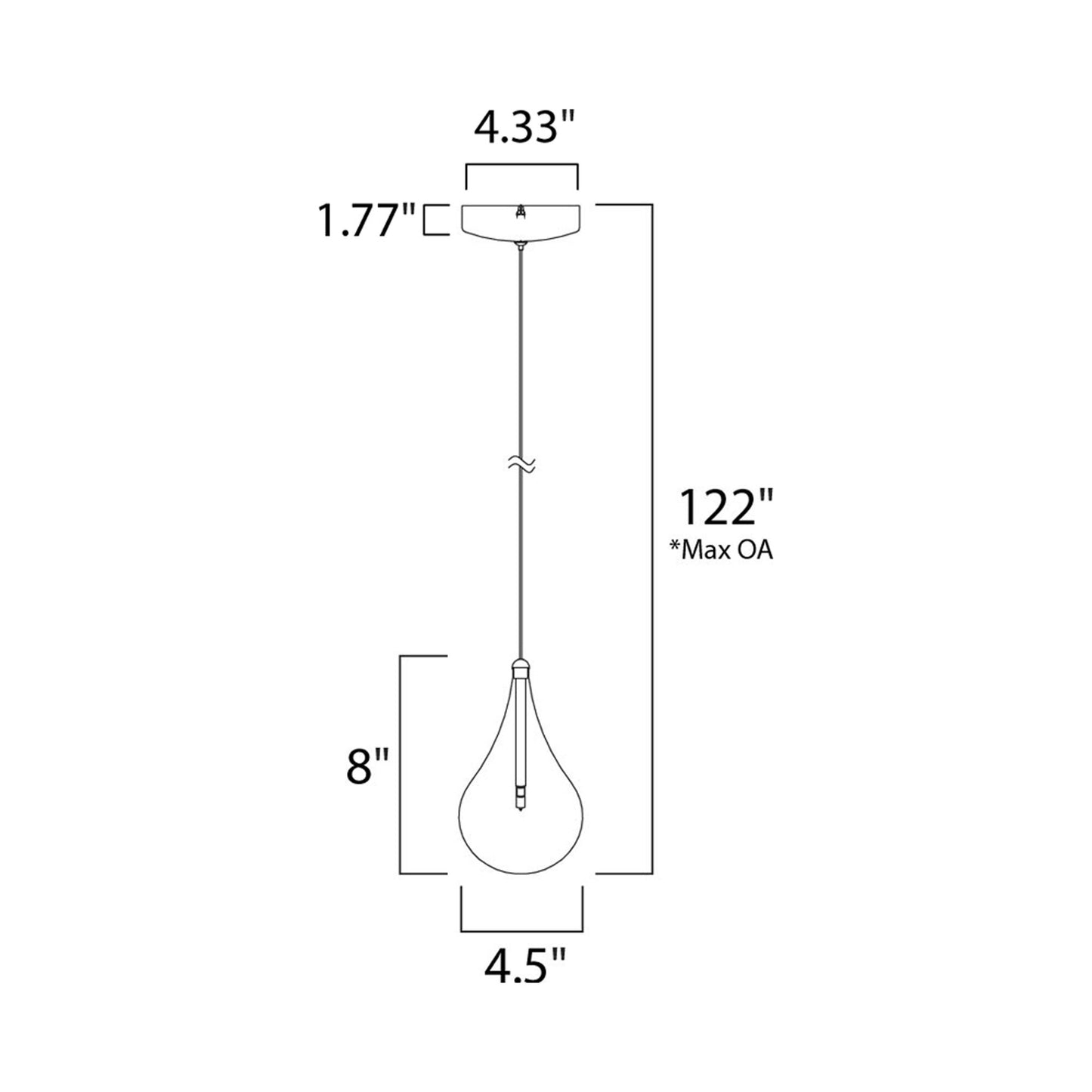 Larmes Pendant Light - line drawing.