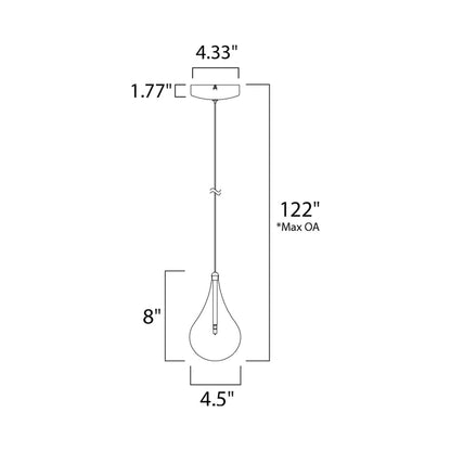 Larmes Pendant Light - line drawing.