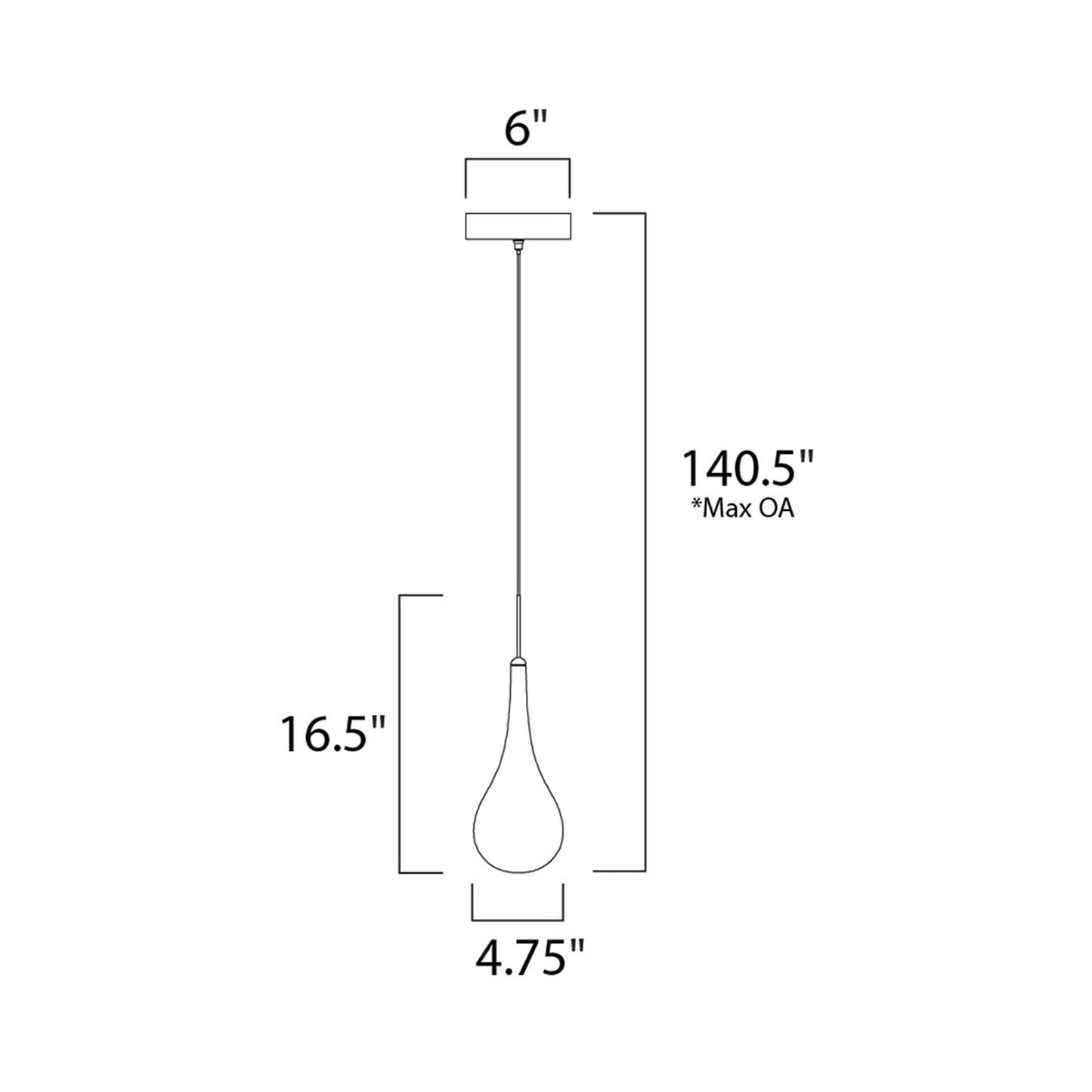 Larmes Pendant Light - line drawing.