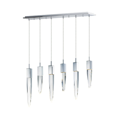 Quartz LED Linear Pendant Light in Polished Chrome.