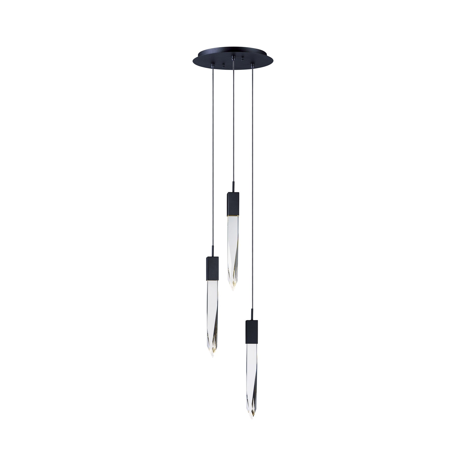 Quartz LED Multi-Light Pendant Light in Black (3-Light).