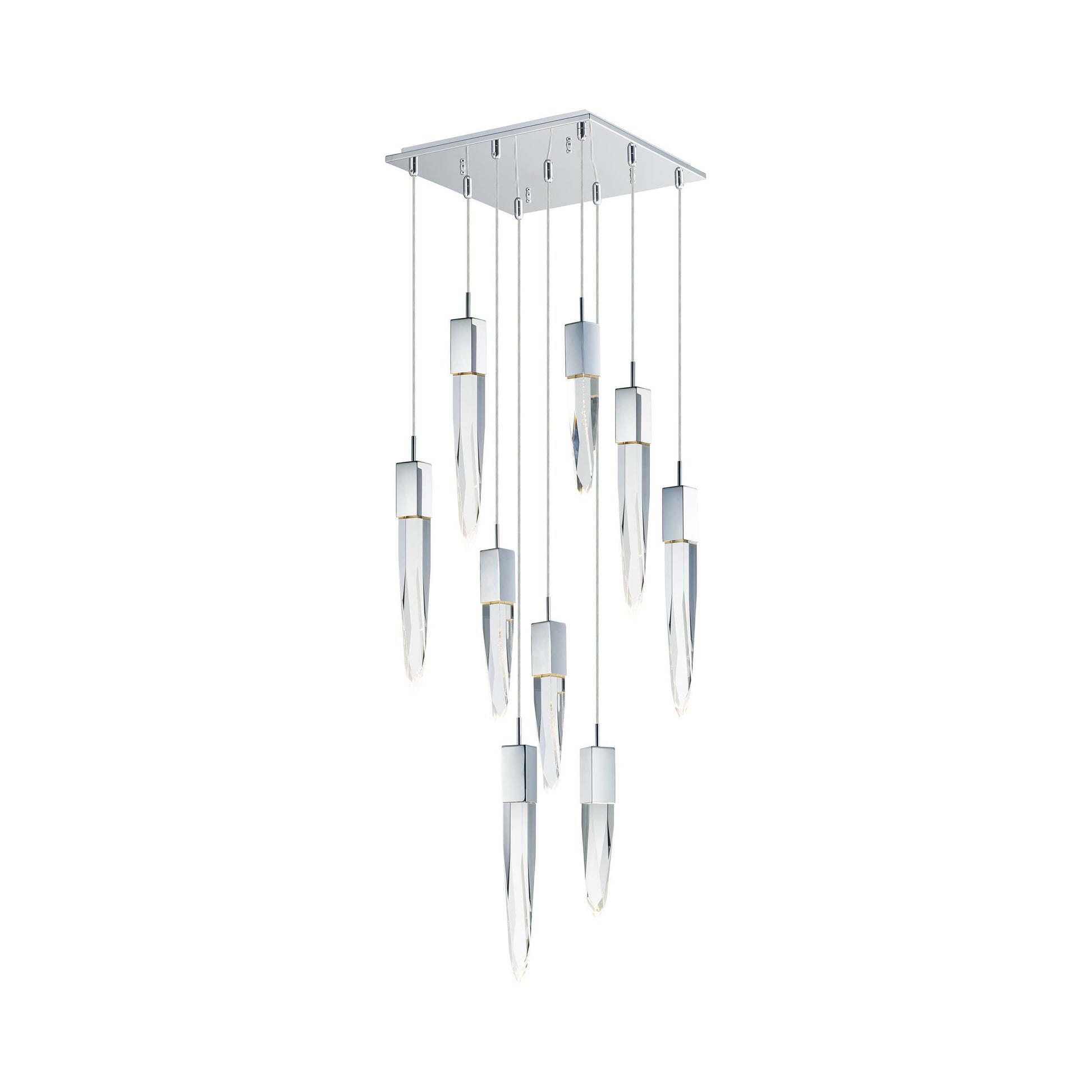 Quartz LED Multi-Light Pendant Light in Black (9-Light).