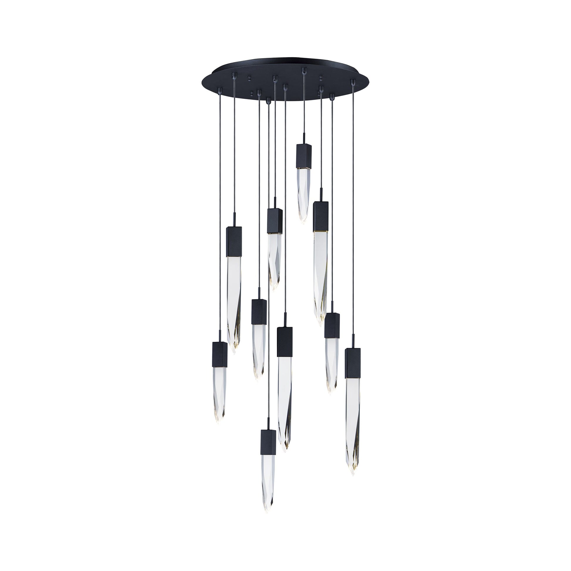 Quartz LED Multi-Light Pendant Light in Polished Chrome (10-Light).