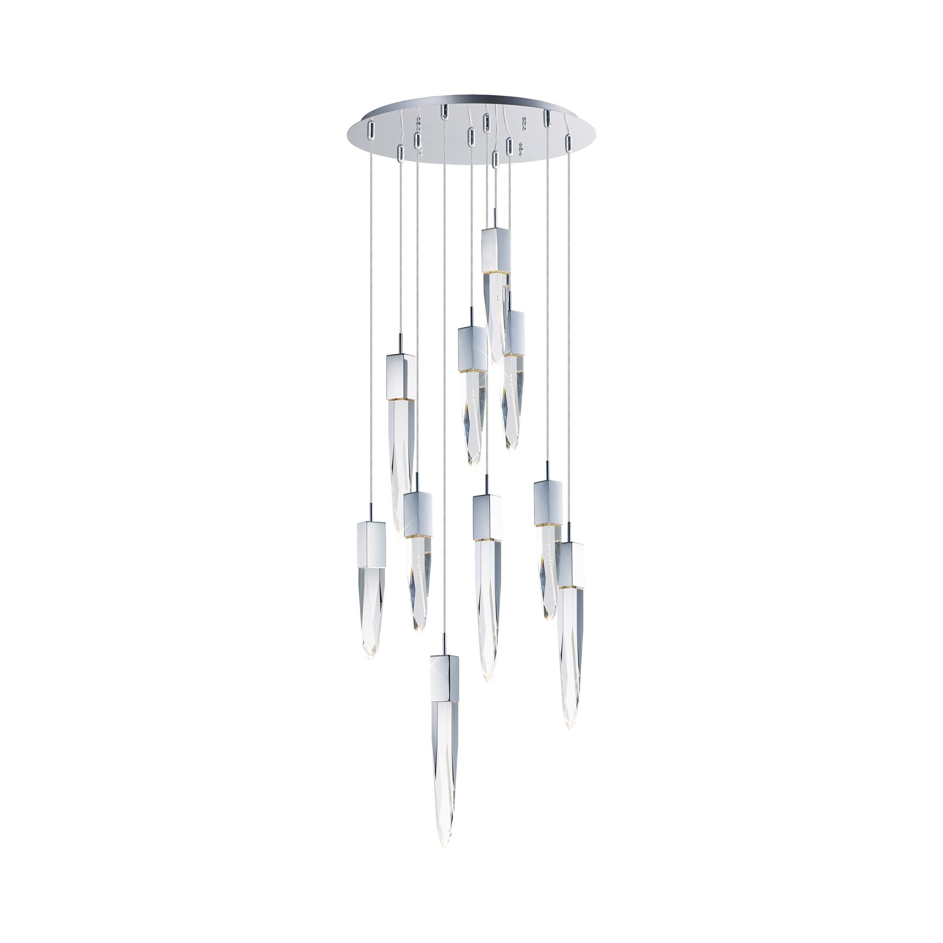 Quartz LED Multi-Light Pendant Light in Black (10-Light).