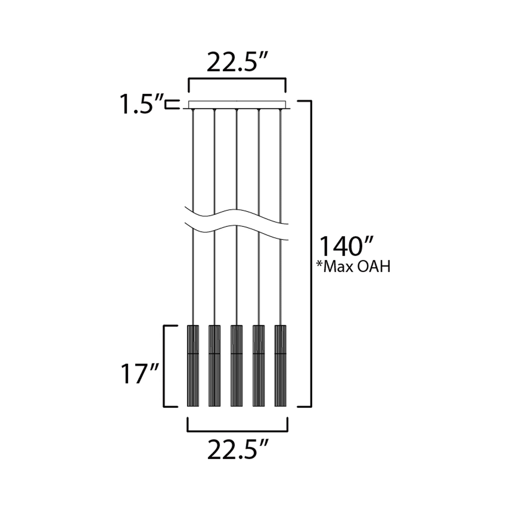 Reeds LED Multi Light Pendant Light - line drawing.