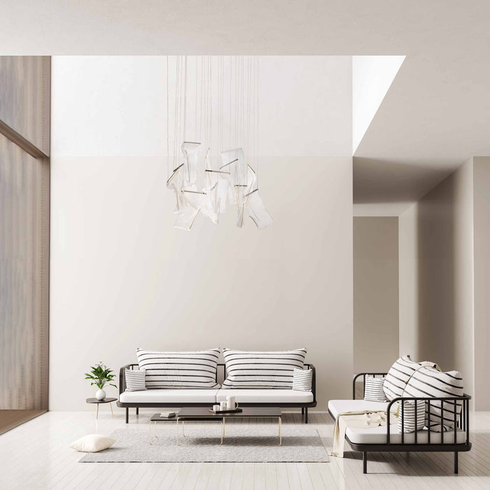 Rinkle LED Linear Pendant Light in living room.