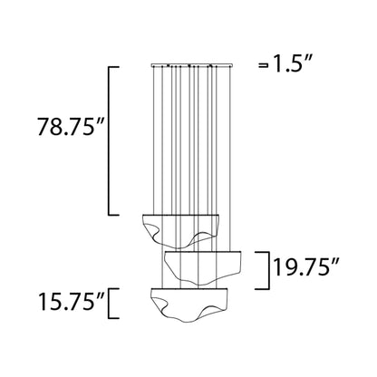 Rinkle LED Linear Pendant Light - line drawing.