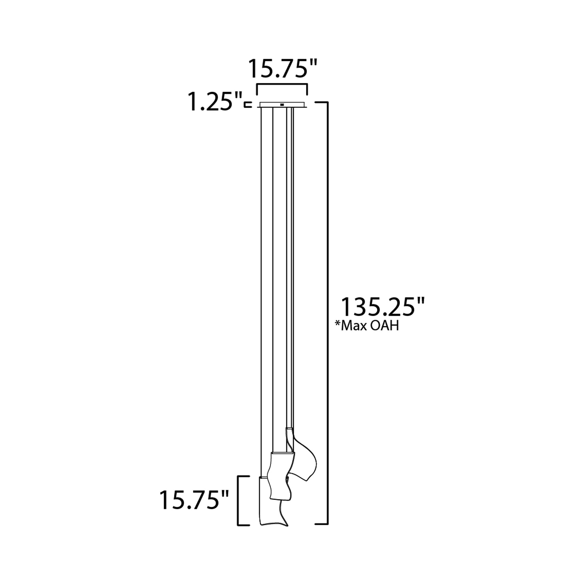 Rinkle LED Pendant Light - line drawing.
