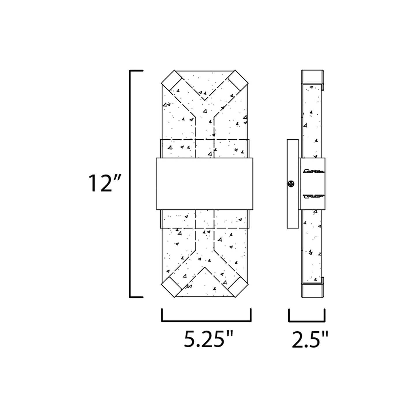 Rune Outdoor LED Wall Light - line drawing.