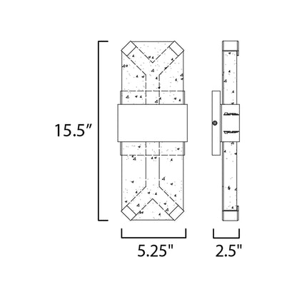 Rune Outdoor LED Wall Light - line drawing.