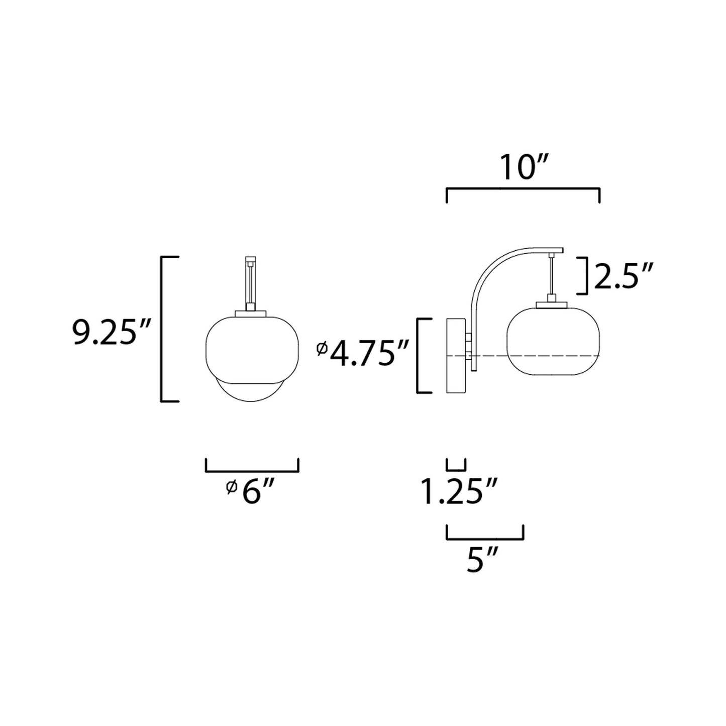 Soji LED Wall Light - line drawing.