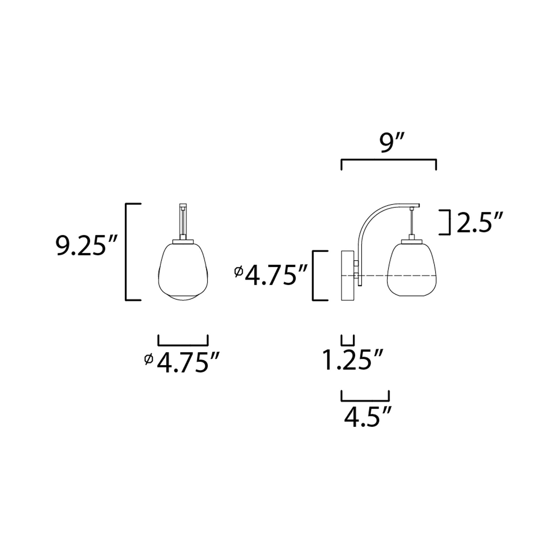 Soji LED Wall Light - line drawing.