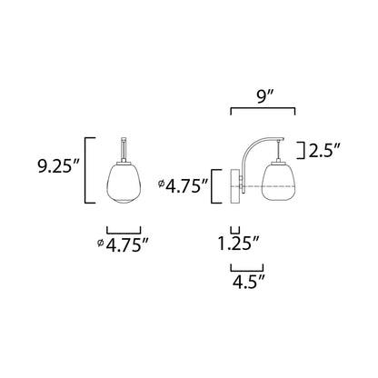 Soji LED Wall Light - line drawing.