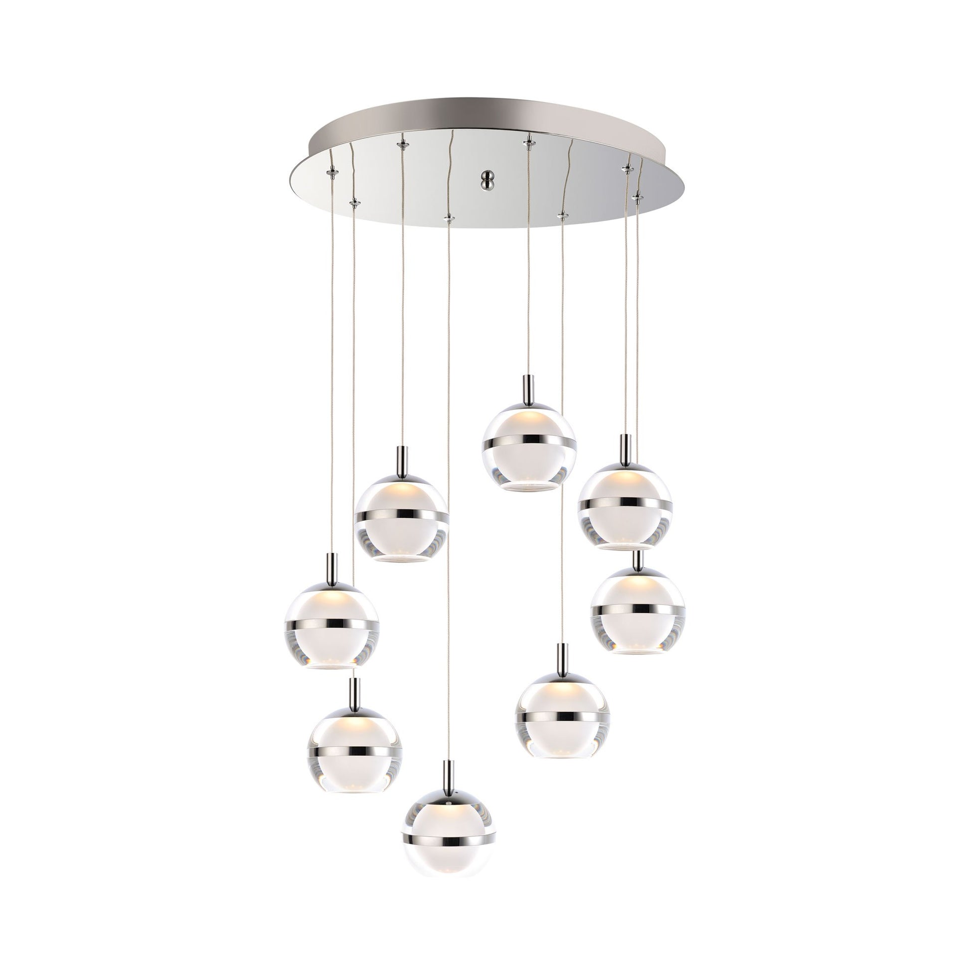 Swank LED Multi-Light Pendant Light in Polished Chrome (8-Light).