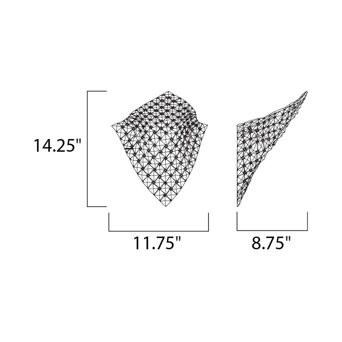 Wave Wall Light - line drawing.